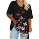 thumbnail image 1 of Puntoco Liquidación de blusas cortas para mujer Camisa básica estampada de manga corta con cuello en V y talla grande para mujer, 1 of 5