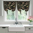 thumbnail image 4 of Black Spring Floral Balloon Curtains 63 Inch Length for Living Room/Bedroom, Elegant Pastoral Flowers Birds Retro Art Rod Pocket Privacy Door Curtains Decorative Tie Up Shade for Window 52"x63", 4 of 8