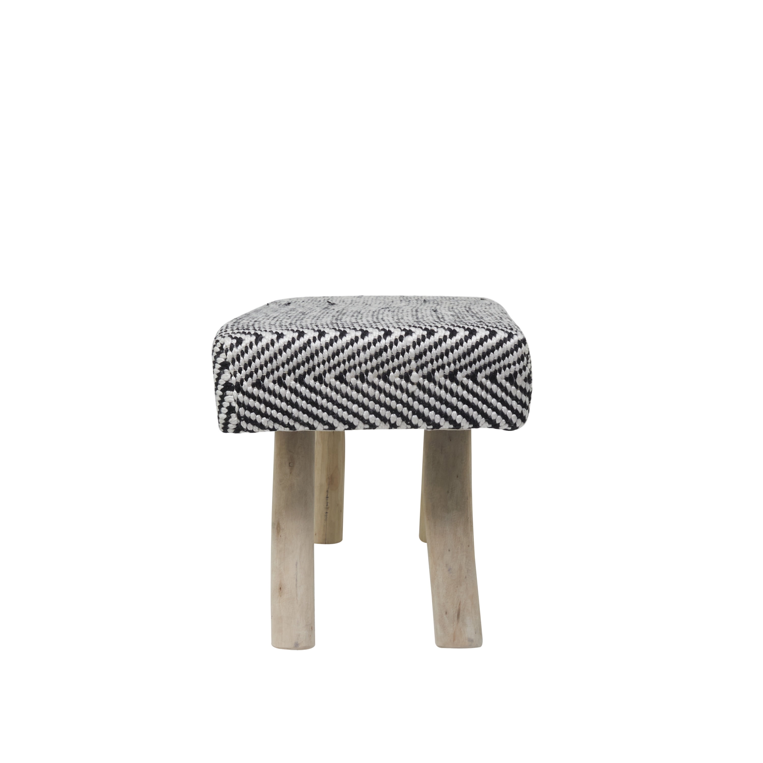 DecMode Polyester Chevron Bench with Wood Legs, Black