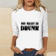 thumbnail image 1 of Jacenvly Hauts pour Femmes à Manches 3/4 en Liquidation Mode Journée Imprimée Ample Décontractée Col Rond Manches Trois Quarts T-shirt chandail-Over Hauts et Blouses pour Femmes, 1 of 5