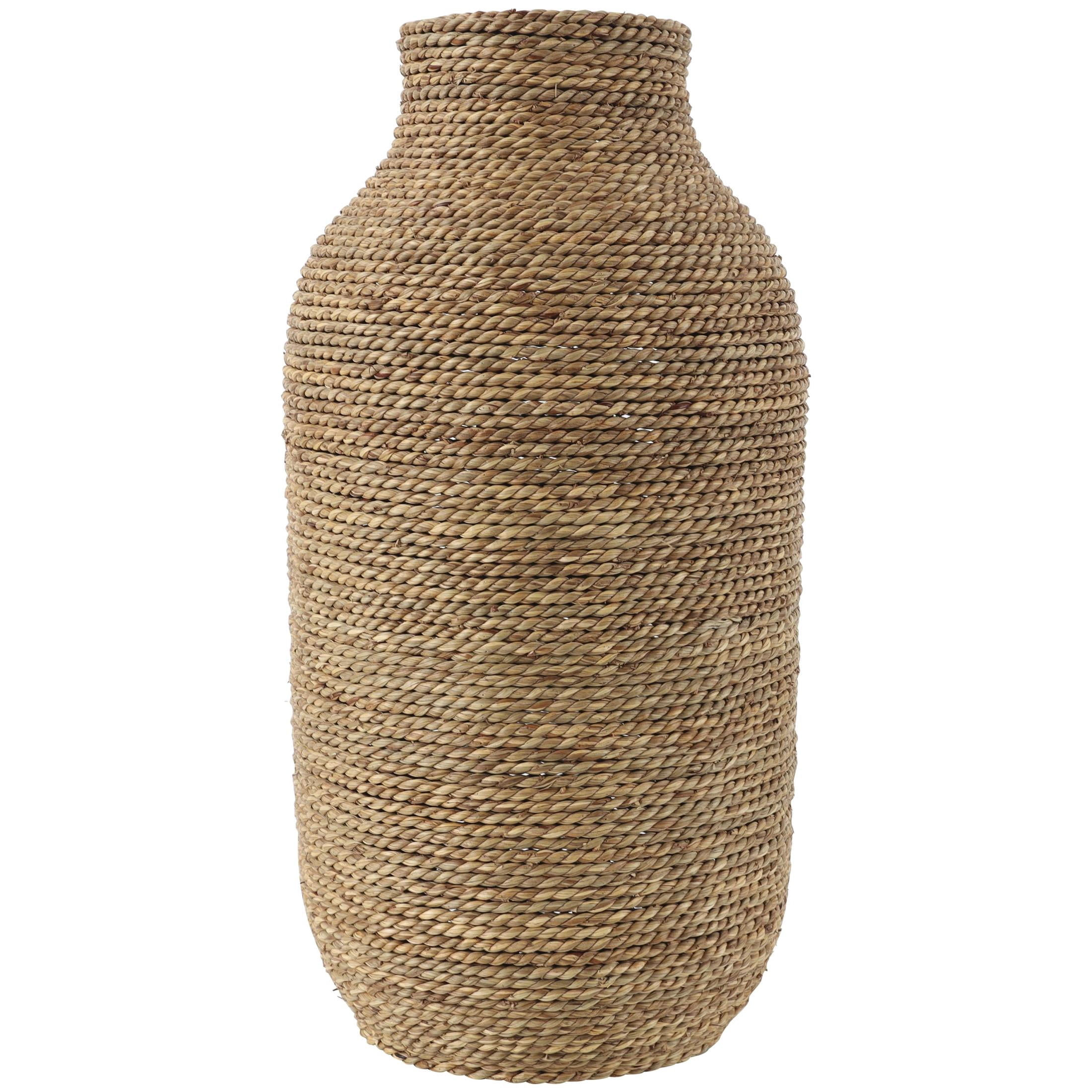 DecMode 19" Handmade Wrapped Brown Seagrass Vase