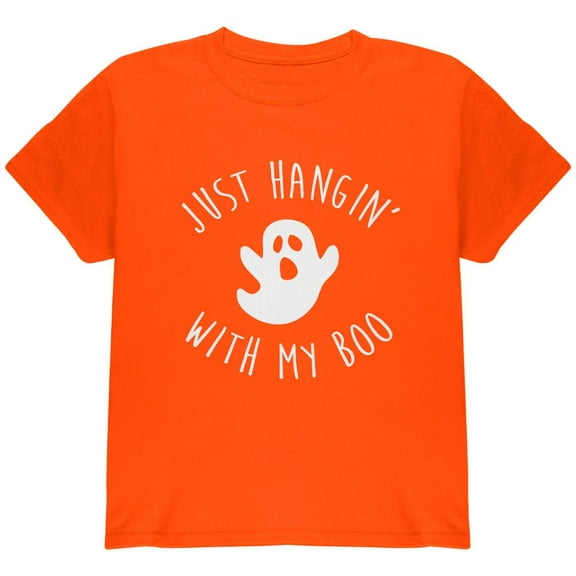 Halloween Just Hangin With My Boo Ghost Youth T Shirt Orange YLG