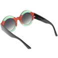 thumbnail image 4 of Oversize Glitter Two Toned Round Sunglasses Wide Arms Circle Lens 49mm (Green Red / Lavender), 4 of 4