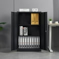 thumbnail image 4 of 42" Storage Cabinet with Adjustable Shelf and Double Locking Doors Metal Folding Filing Storage Cabinet Locking Tool Cabinet Storage Organizer for Office Home Garage Gym School black, 4 of 8