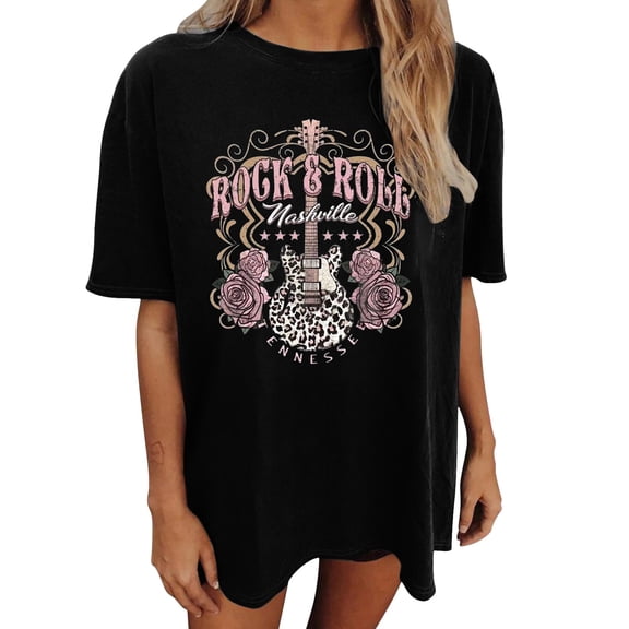 DHFJKG Oversized Tshirts For Women Vintage Graphic Tee Short Sleeve Crew Neck Drop Shoulder T Shirt Baggy Streetwear Versatile Tops
