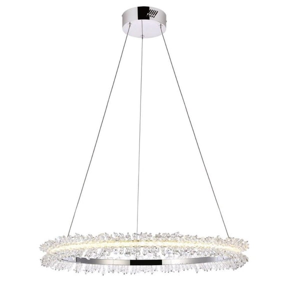 26 inch 28W 1 Led Pendant-Chrome Finish-Royal Cut Crystal Type Bailey Street Home 390-Bel-4363595