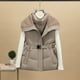 thumbnail image 4 of Chaquetas y abrigos casuales sin mangas y sin capucha para mujer, chaqueta fina de plumón con cuello alto, sin mangas, ajustada, ligera, con bolsillo y cremallera, abrigo de poliéster para mujer, 4 of 5