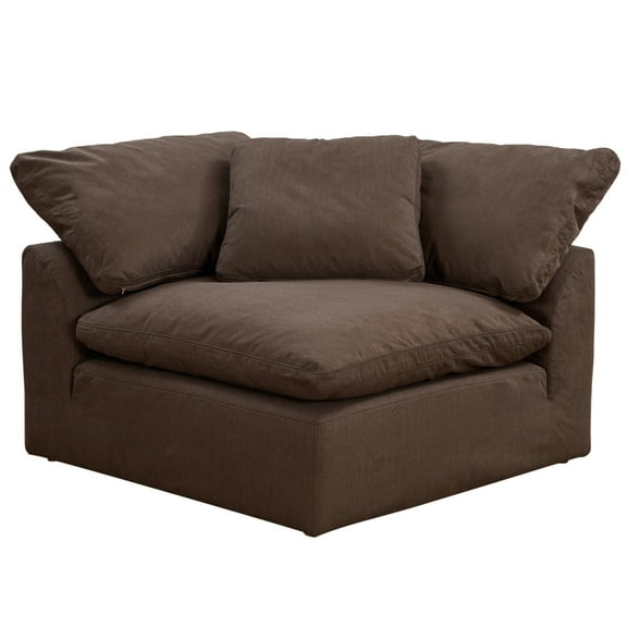 Modular Sectional Sofa, Deep Seating U-Shaped Couch, Washable Performance Fabric, Brown Living Room Furniture