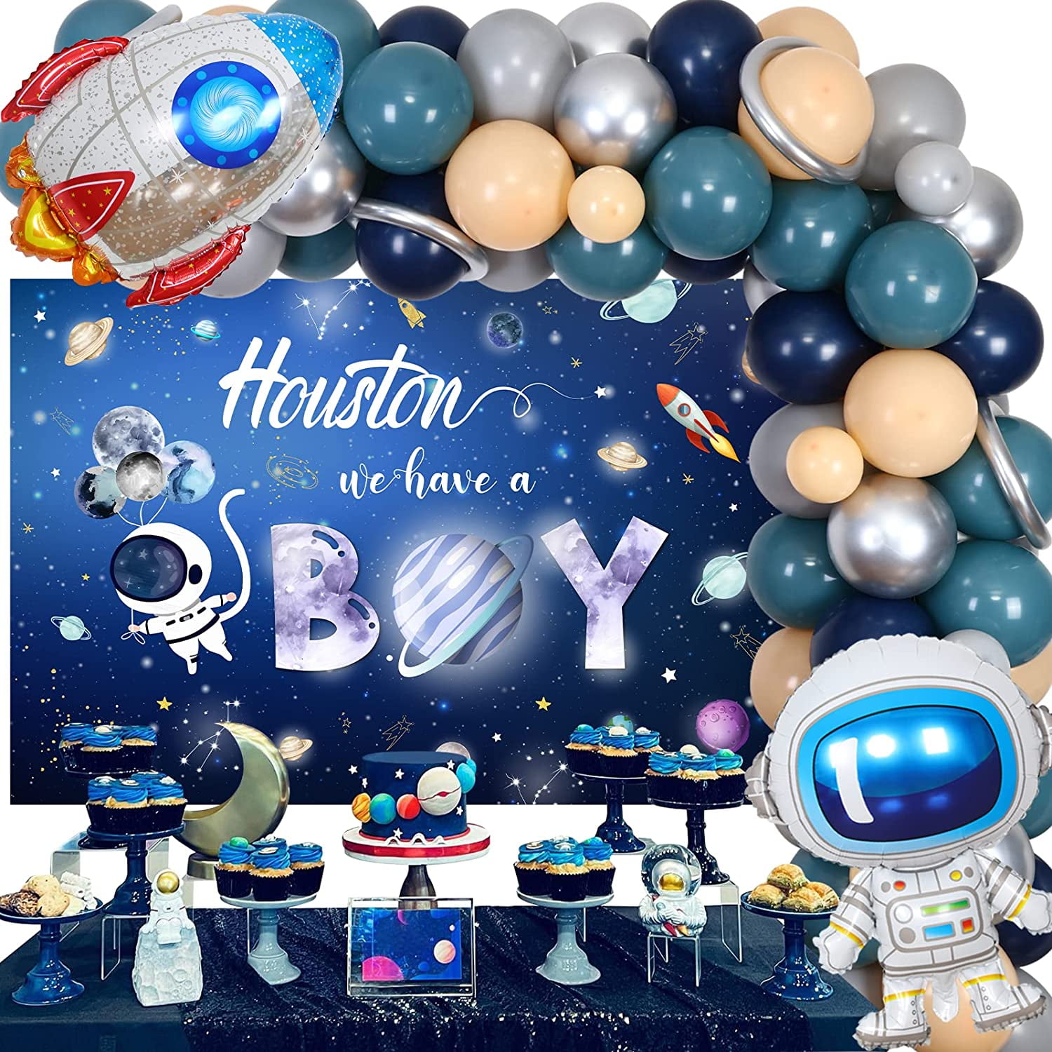 Outer Space Baby Shower Decorations Houston We Have A Boy Backdrop