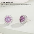 thumbnail image 2 of 1 Pair Copper Women Ear Stud Ladies Banquet Solid Color Rhinestone Exquisite Easy Matching Round Girls Ladies Party Earring Jewelry Purple, 2 of 8