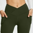 thumbnail image 5 of UJNDER Women's High Waist Stretchy Bootcut Yoga Pants with Pockets for Workout Causal Green L, 5 of 7