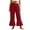 Wine, variant on Bloomae Women's Wide Leg Linen Capri Pants Elastic High Waist Ruffle Hem Casual Loose Cropped Trousers Solid Color Lightweight Daily Lounge Capris with Pockets