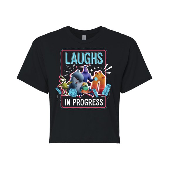 Monsters Inc. - Laughs In Progress - Juniors Cropped Cotton Blend T-Shirt