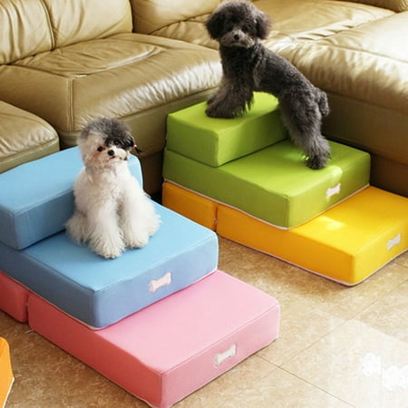 2 Tier Step Foldable Pet Stairs Cozy Dog Ladder Cat Ramp Removable Washable Carpet Treadfor Cats Dogs Deal of the