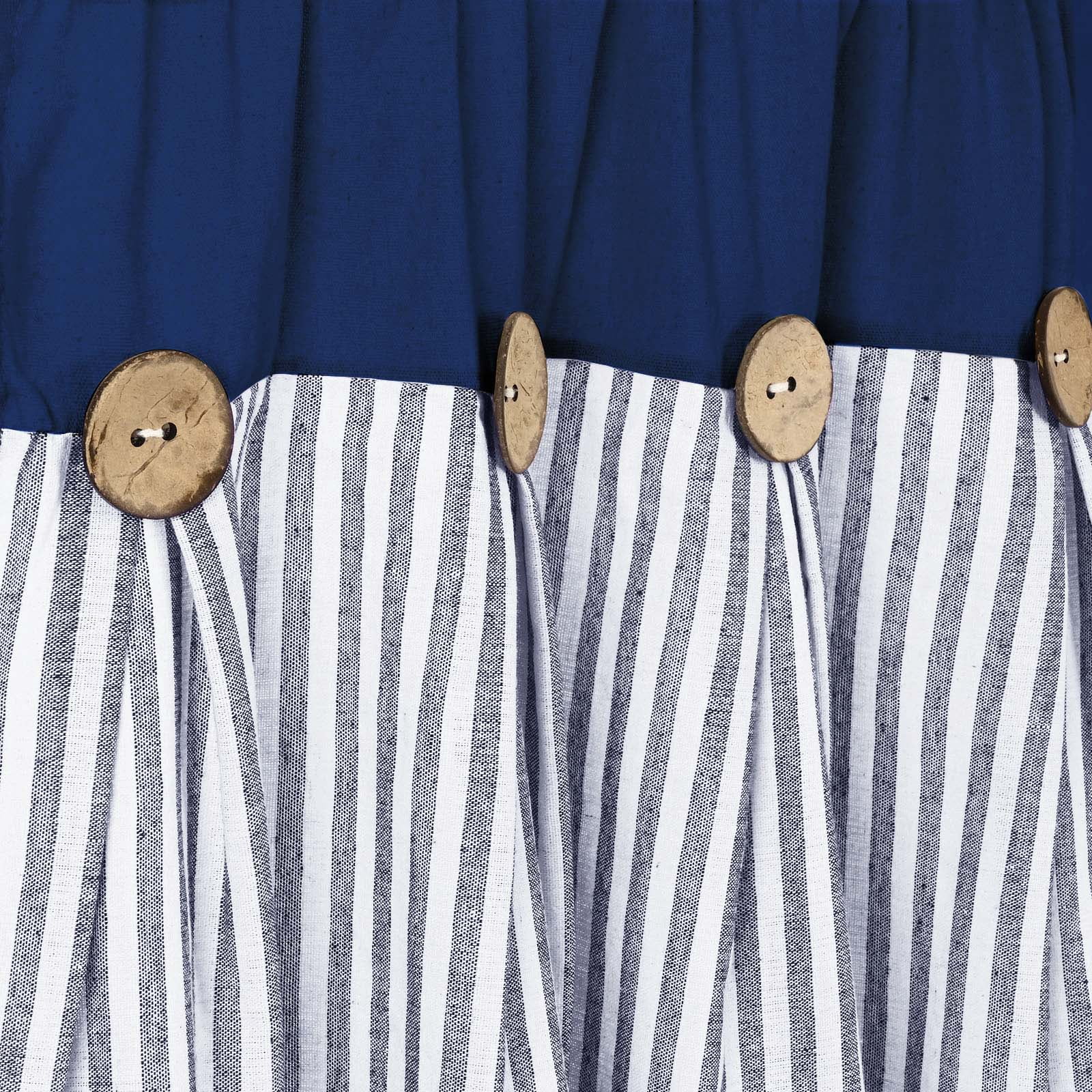 Alishomtll Modern Blue Stripes Bohemian Rod Pocket Light Filtering Kitchen Valances, 52" x 18"
