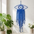 thumbnail image 5 of Kmonabie Hand Woven Macrame Wall Hanging, Cotton Tassel Dreamcatcher Boho Home Wall Decor, 3 Colors for Bedroom Living Room Entryway, Blue, 5 of 6