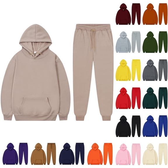 Dzrciro Sets for Women, Drawstring Long Sleeve Hoodies and Elastic High Waist Jogger Pants 2 Piece Outfits with Pockets, Comfy Daily Womens Sets S‑2XL