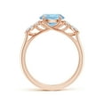 thumbnail image 2 of ANGARA Natural Round 1.6 ct Aquamarine Side Stone Engagement Ring with Diamonds in 14K Rose Gold for Women (Size-8mm) | March Birthstone, Anniversary, Jewelry Gift for Women | Natural Aquamarine Ring, 2 of 9