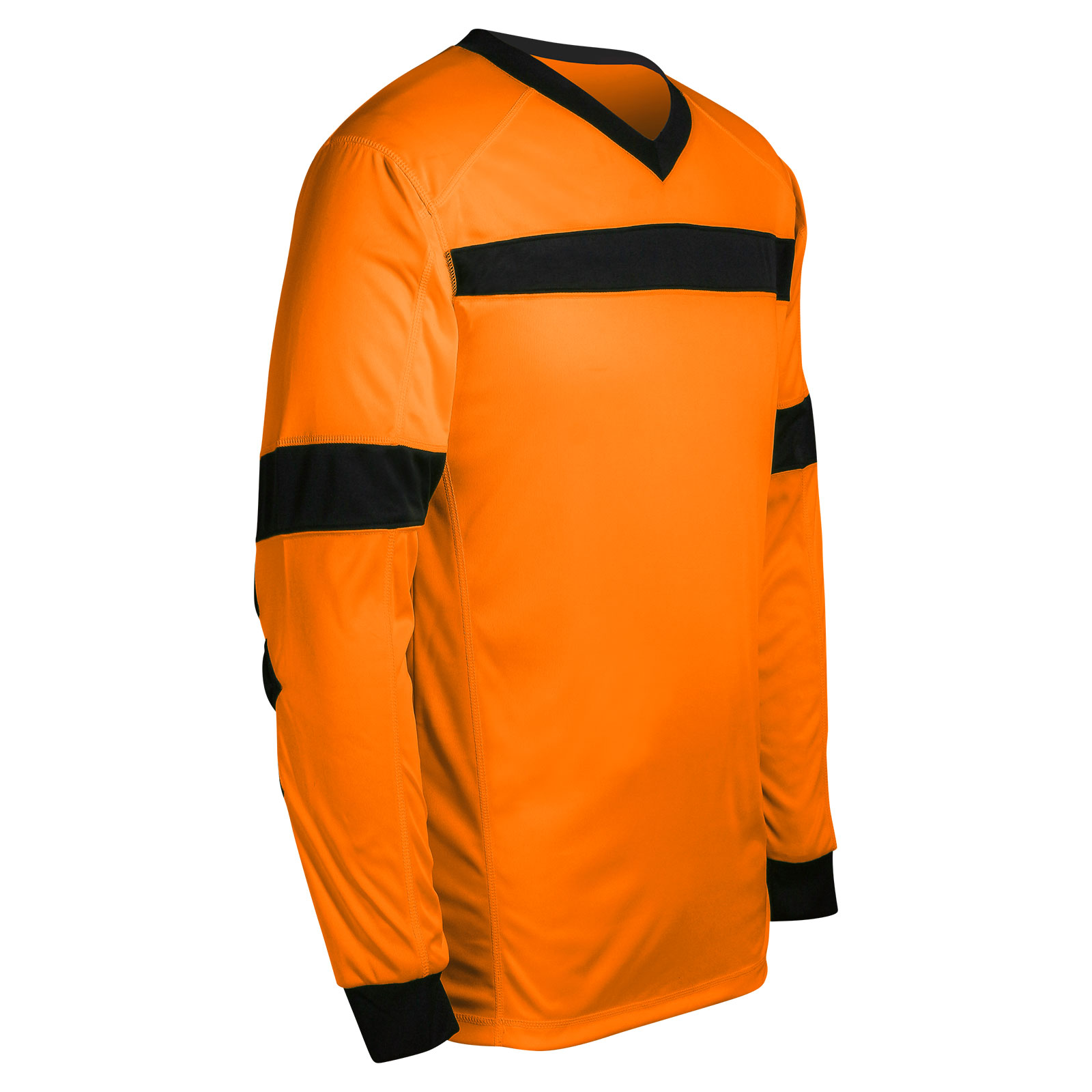 KEEPER Soccer Goalie Jersey NEON ORANGE BODY, BLACK BODY L