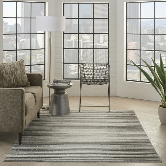 Nourison Calobra Modern Lt Grey 5'3" x 7'3" Area Rug, (5x7)