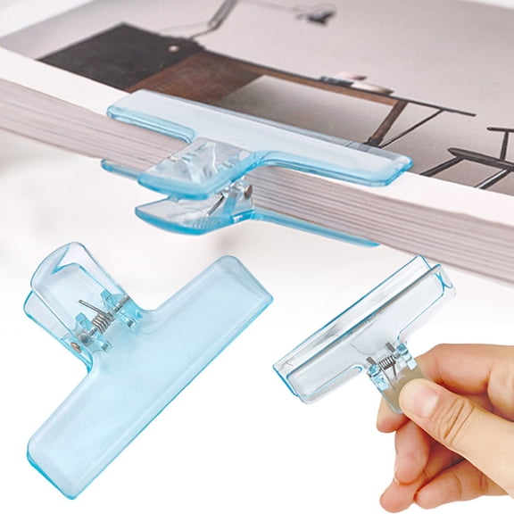 Guczhu Acrylic Paper Clips(6pcs), Clear Binder Clips for Bag Receipt Drawing Board, Kitchen Use Clip, Document Holder Clamps, Light Blue