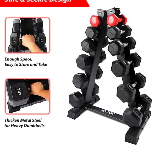 Miumaeov 6-Tier Dumbbell Weight Rack,A-Frame Design,Home Gym Storage Racks,Strength Training Dumbbell Rack Stand Only,40" H,660 lbs Capacity