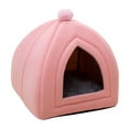thumbnail image 2 of Cute Pet Cat Bed Puppy Kennel Dog House Winter Warm Washable Sleeping Cushion Sofa Velvet Nest Comfortable Cave Tent for Indoor pink, 2 of 8