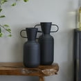 thumbnail image 2 of DecMode 17", 15"H Black Metal Vase with Handles, Set of 2, 2 of 8