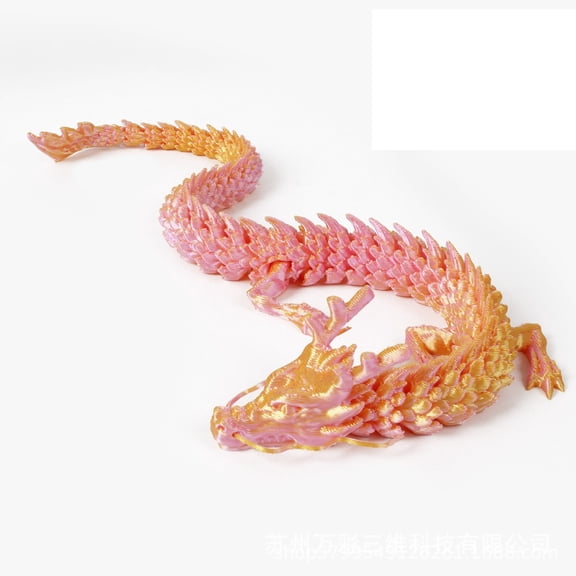 1PC PINK GOLD 45CM 3D Printed Articulated Dragon Figure, Chinese Dragon