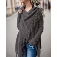thumbnail image 5 of Women's Open Front Knited Tassels Slash Loose Cardigan Crew Neck Speckled Fringe Sweater Outwear, 5 of 13