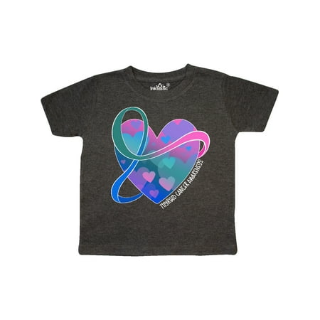

Inktastic Thyroid Cancer Awareness Pink Teal Blue Ribbon Around Heart Gift Toddler Boy or Toddler Girl T-Shirt