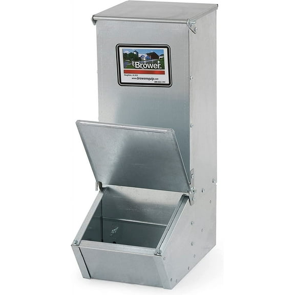 Brower 11H Single Door Automatic Easy Hog Feeder for Supplemental Feeding, 4 Week Old Piglets to Adult Sows, Farm Accessory, 1.5 Bushel or 50 Pounds