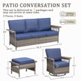 thumbnail image 3 of PPorfamilia 5 Piece Outdoor Patio Furniture Sets, All-Weather Rattan Conversation Sofa Sets with Rocking Swivel Chairs and Navy Cushions, 3 of 11