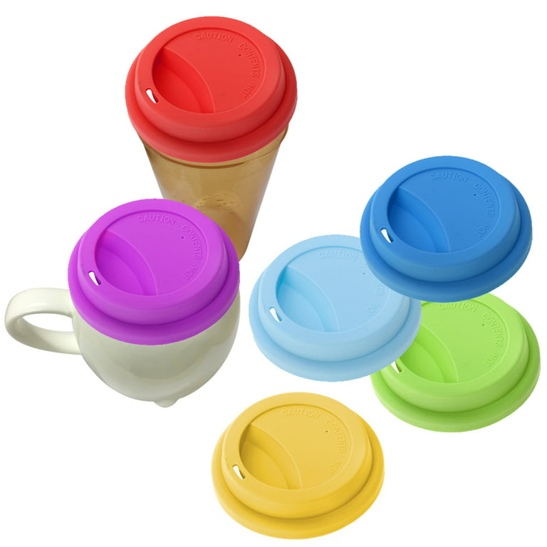Aspire 6 Pcs Silicone Drinking Lid Cup Lids, Reusable Coffee Cup