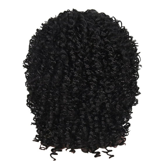 DOPI Headband Wigs Natural Black Synthetic Wig Fashion Short Bob Wavy Women Curly Full Wigs Black
