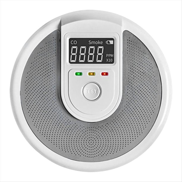 Detector de Humo y CO 2 en 1 con Protección Incendios, Sensor de Monóxido de Carbono de Tipo Independiente Compuesto.