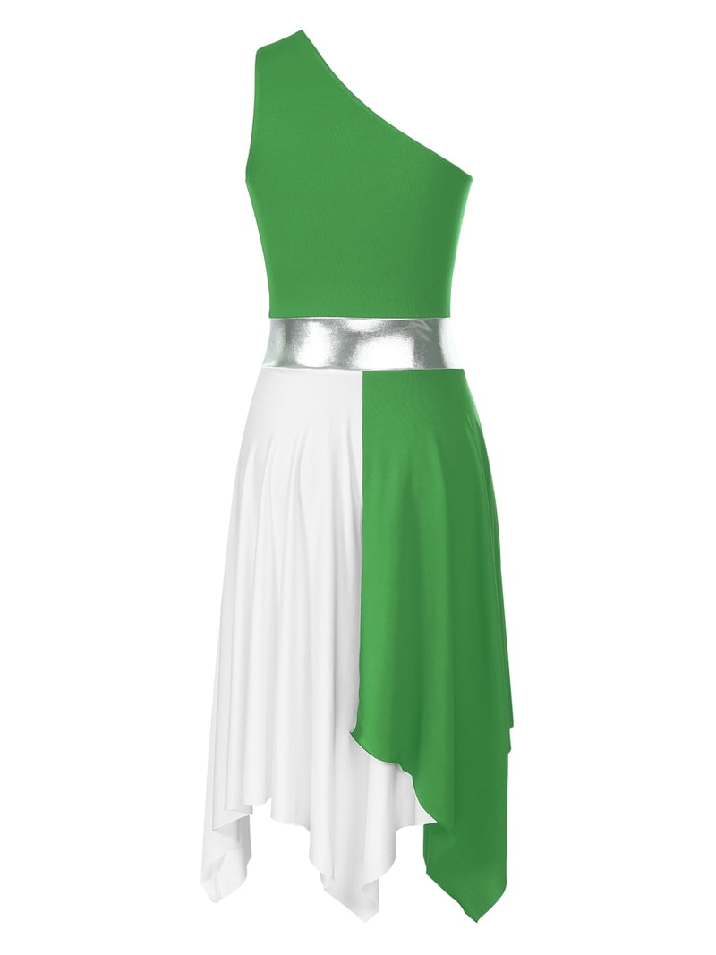 mint green dress size 16 One-shoulder aqua green crêpe dress with purple crystal embroidery main image 0