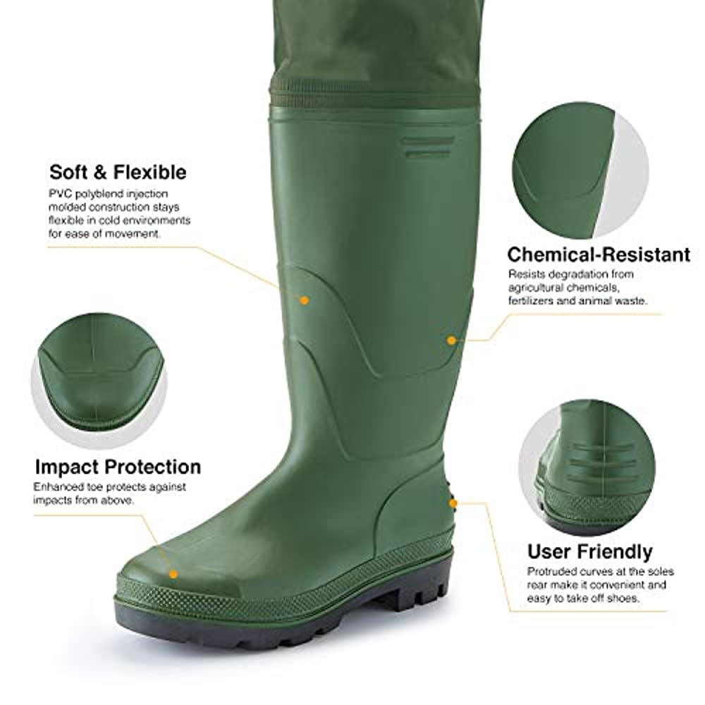TideWe Hip Wader, Lightweight Hip Boot for Men and Women,2Ply PVC
