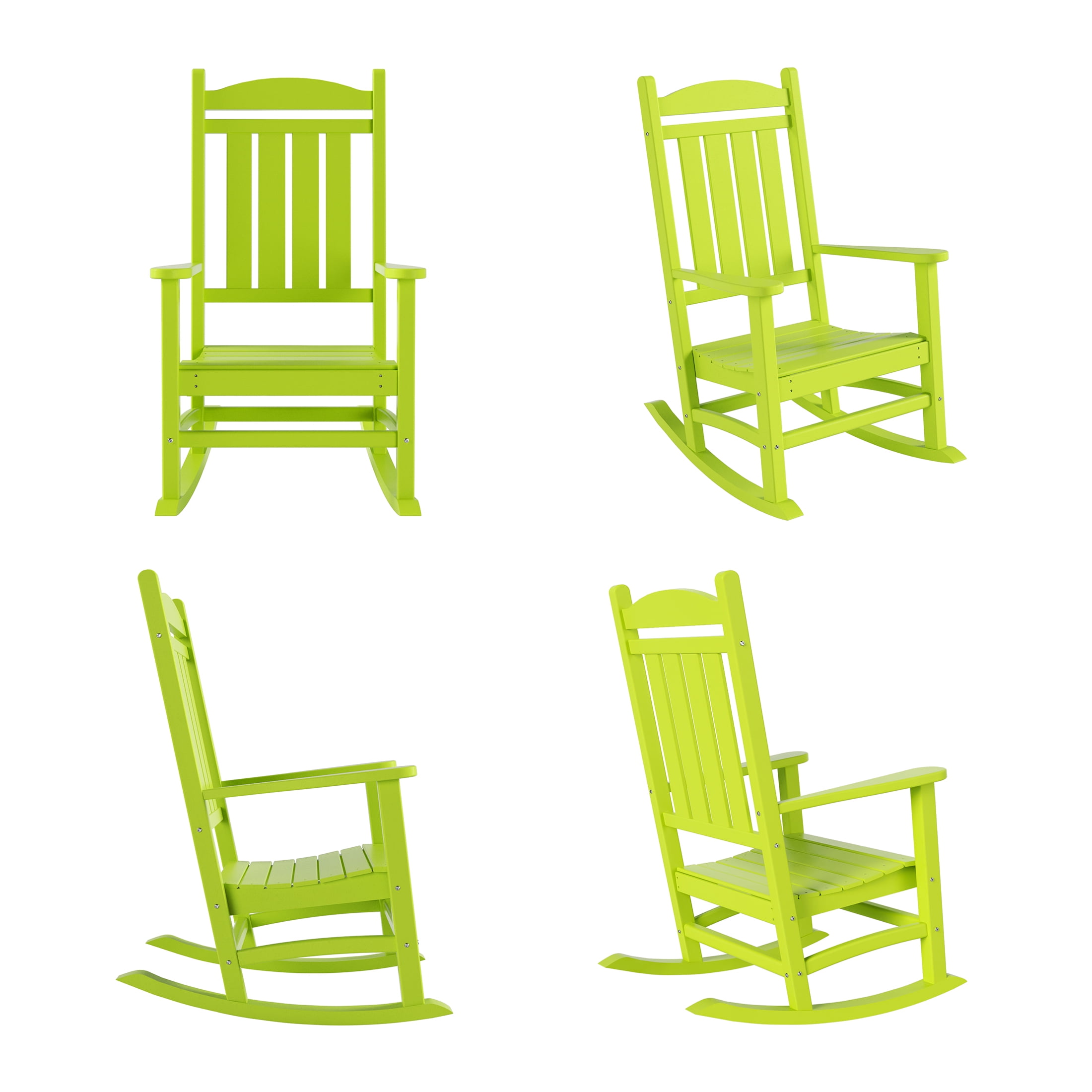 GARDEN Set of 4 Classic Adirondack Porch Outdoor Rocking Chairs Lime