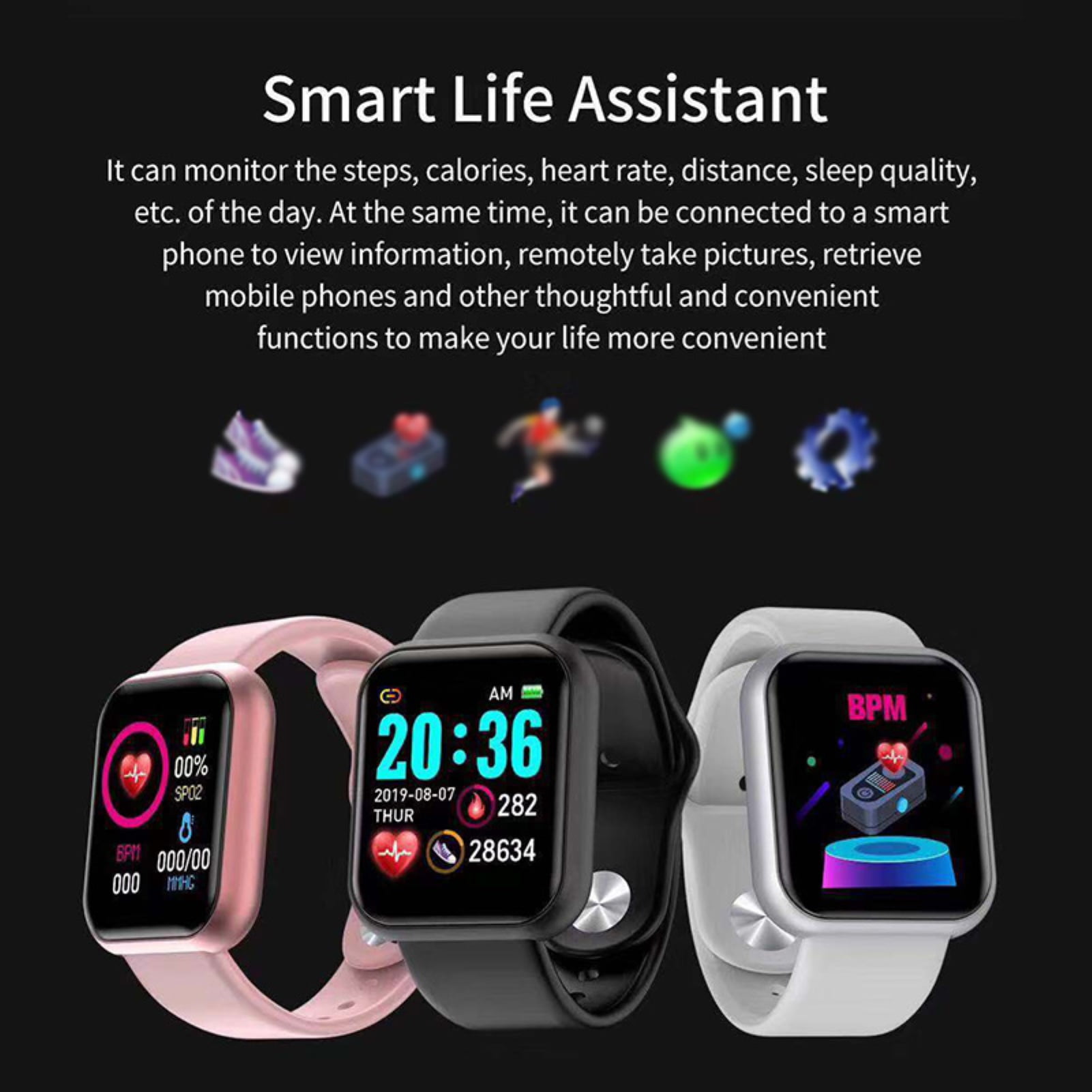 D20 bluetooth wireless smart watch fitness band Clearance