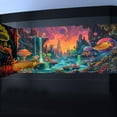 thumbnail image 2 of Colorful Galaxy Space Planet Aquarium Background, Waterfall Landscape Tapestry Fantasy Mountain Wave Wall Tapestry Mysterious Neon Plants Fish Tank with Mushroom Design, 2 of 6