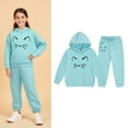 thumbnail image 4 of Hessimy Toddler Boys Girls Spring Summer Cartoon Print 2Pcs Long Sleeve Sweatshirt Tops Pants Warm Sweatsuit, Warm Sweat Comfort(Sky Blue,12-13 Years), 4 of 7