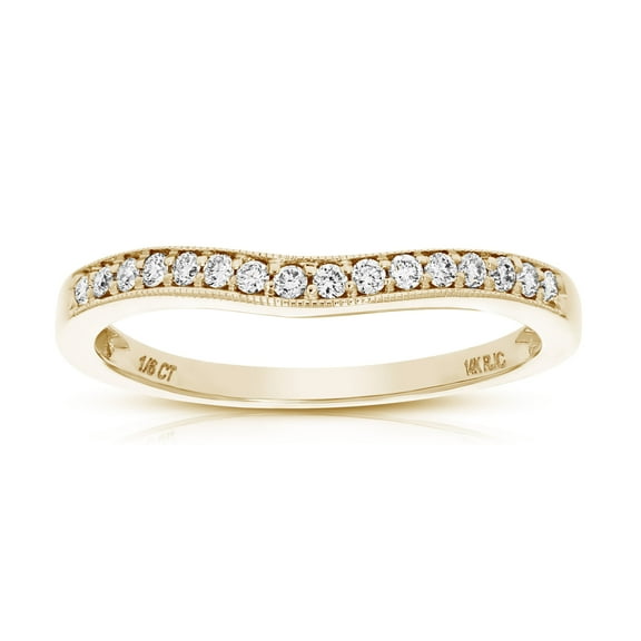 Vir Jewels 0.16 CTTW Contour Milgrain Diamond Wedding Band 14K Yellow Gold Round Size 7.5 Female Adult