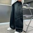 thumbnail image 2 of Boys Pants,Boys Casual Jeans Straight Leg Trousers Loose Fit Wide Leg Pants Comfortable Durable Denim Bottoms for School,Boys Jeans,10 Blue,6-7 Years, 2 of 9