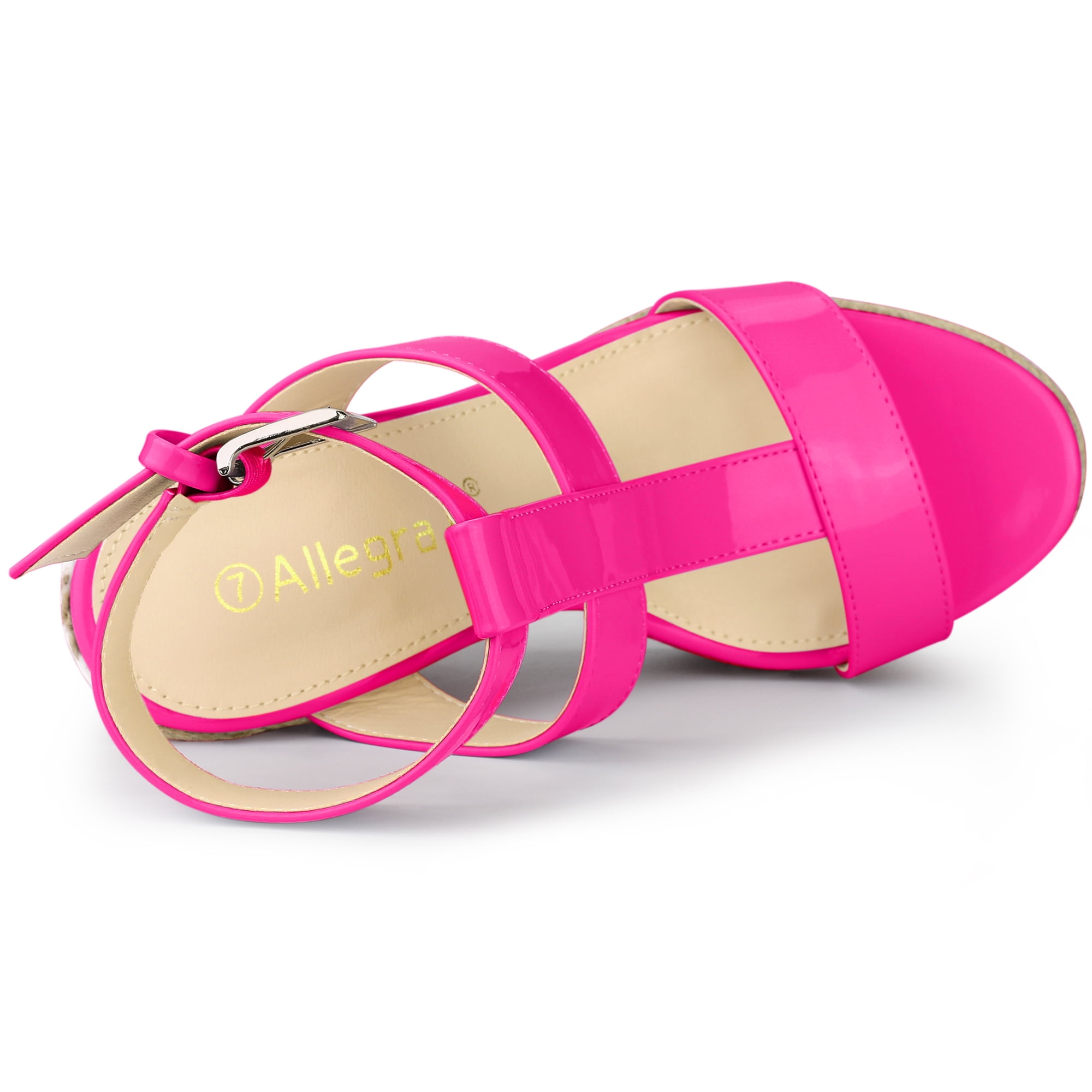 DARING DIVA Women's Strappy Wedge Platform Sandals Hot Pink 8.5