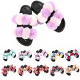 thumbnail image 3 of Women Furry Slippers Fashion Pom Pom Ball Faux Fur Slippers Fluffy Sandals, 3 of 8