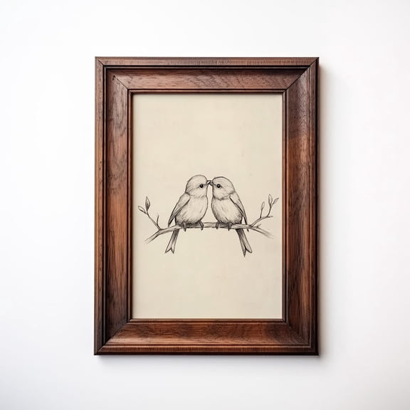 Kiloa Lovebirds Sketch Bird Sketch Farmhouse Wall Decor Poster Minimalist Wall Art Poster Vintage Nursery Wall Art Poster |Poster E397, 8x12 UNFRAMED