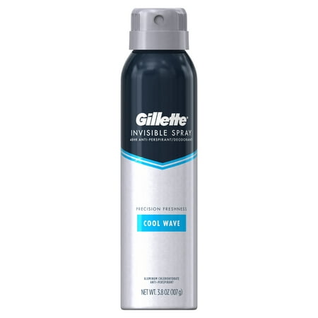 Gillette Invisible Spray Antiperspirant and Deodorant for men, Cool Wave, 3.8
