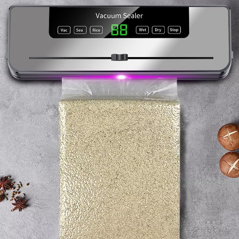 Vacuum Sealer Machine,Automatic Heat Sealing Machine for Food Packaging & Fresh-keeping, with Dry & Moist 5 Modes, Smart Touch Screen, with 10Pcs Sealer Bags & Built-in Cutter