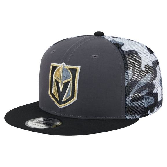 Men's New Era Gray/Black Vegas Golden Knights Camo Meshback 9FIFTY Snapback Hat